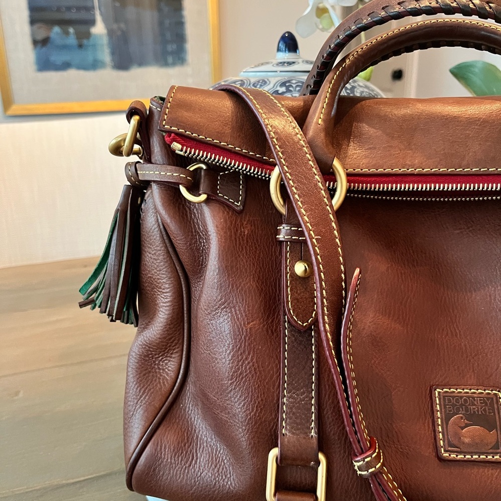 Dooney & Bourke Rich Brown Leather Satchel - Picture 2 of 16